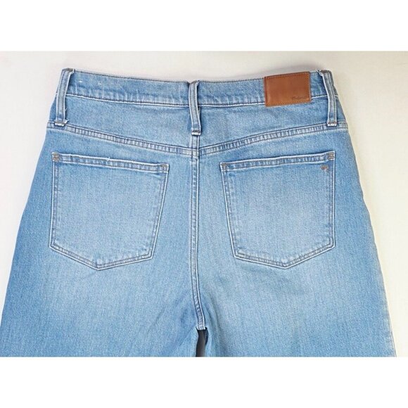 Madewell Size 31X25 Women Wide Leg Crop Blue Denim Embroidered Logo Pocket Jeans - Picture 14 of 15
